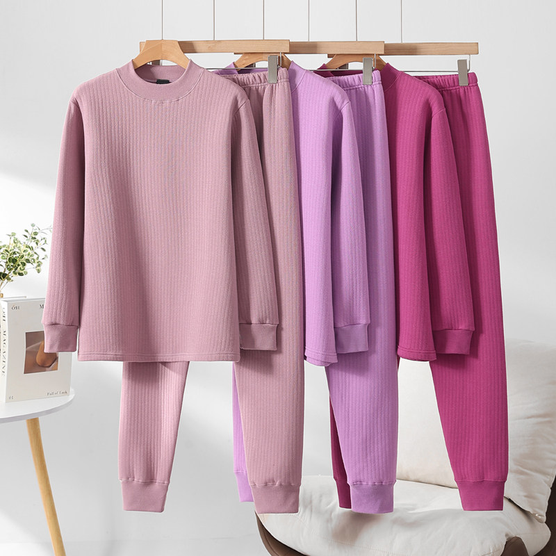 中老年女士薄款三层保暖内衣套装夹棉纯棉厚秋衣秋裤老人薄棉衣裤,女士内衣/男士内衣/家居服,保暖套装,淘宝优惠券,粉丝福利购,淘宝优惠卷