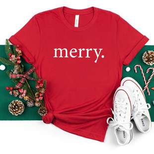 Christmas T恤男女款 Women Shirt纯棉宽松圣诞节上衣服装 Merry