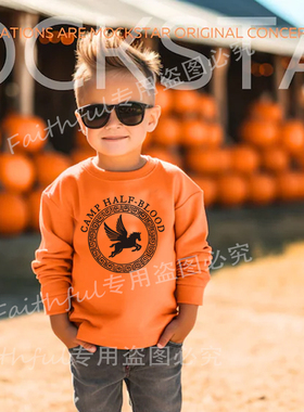 Camp Half Blood混血营小孩橙色圆领修身卫衣纯棉Kids Sweatshirt