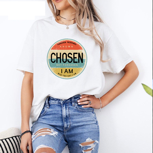 Bible Shirt十字架印花女短袖 Religious 纯棉 Christian Chosen