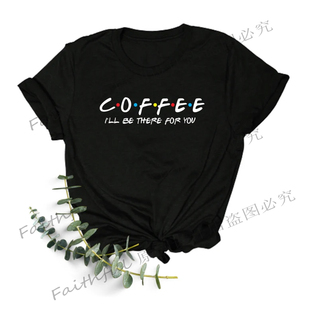 Shirts Tshirt Neck Cotton Women Shows Friends Coffee