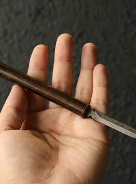 精品纯手工制作天然紫竹节钢制小茶刀竹制撬茶饼刀竹茶道茶具墨竹