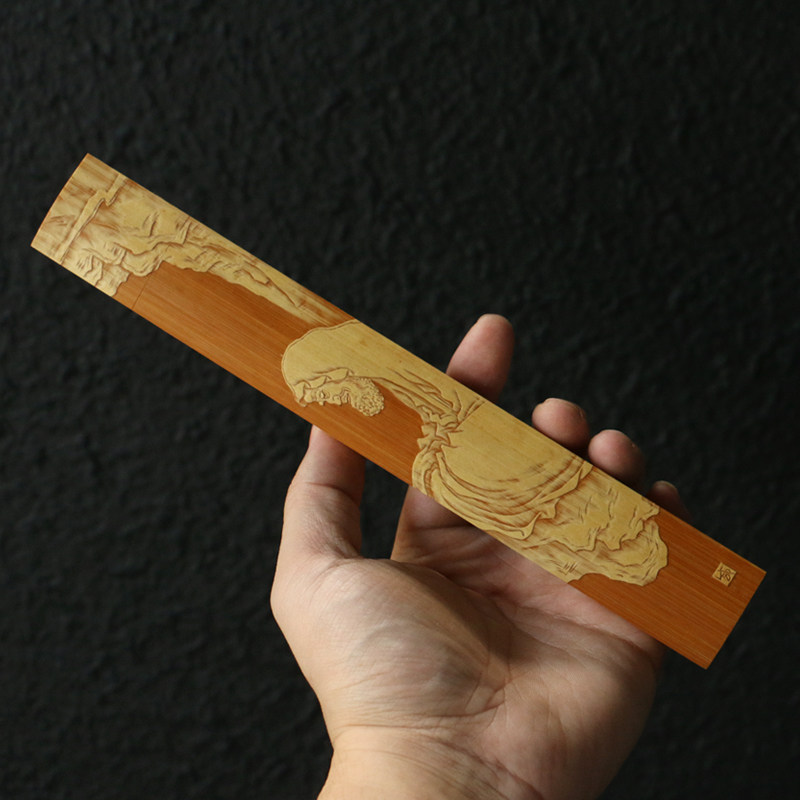 纯手工雕刻天然老玉竹香线筒图片