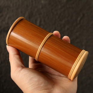 精品浙工老师傅纯手工制作天然十几年老玉竹茶叶罐双节竹茶仓茶筒