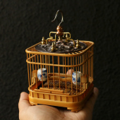 精品名家尤卫国纯手工精工制作方形老玉竹蝈蝈笼圆形玉竹鸣虫笼子