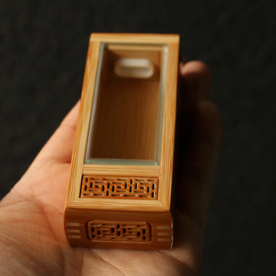 精品纯手工制作天然长方形十几年老玉竹金钟竹蛉鸣虫盒竹制小虫具