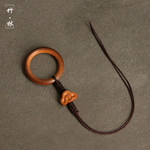 精品文玩老玉竹指环竹圈配饰挂件绣眼鸟笼吊环挂绳圆环手机小挂坠