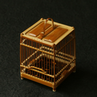 精品纯手工制作天然老玉竹方形竹丝蝈蝈笼竹雕竹制文玩虫具鸣虫笼