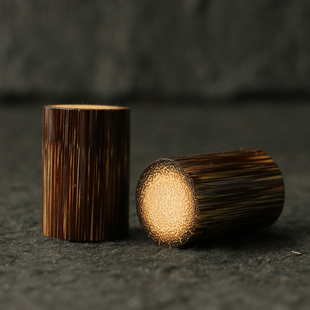 精品纯手工精磨天然十几年金丝竹盖置实心竹手把件茶具零配件盖拖