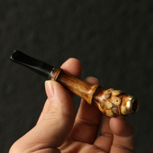 精品纯手工制作天然满地老紫竹根小烟嘴竹制把玩小烟具插香烟烟杆