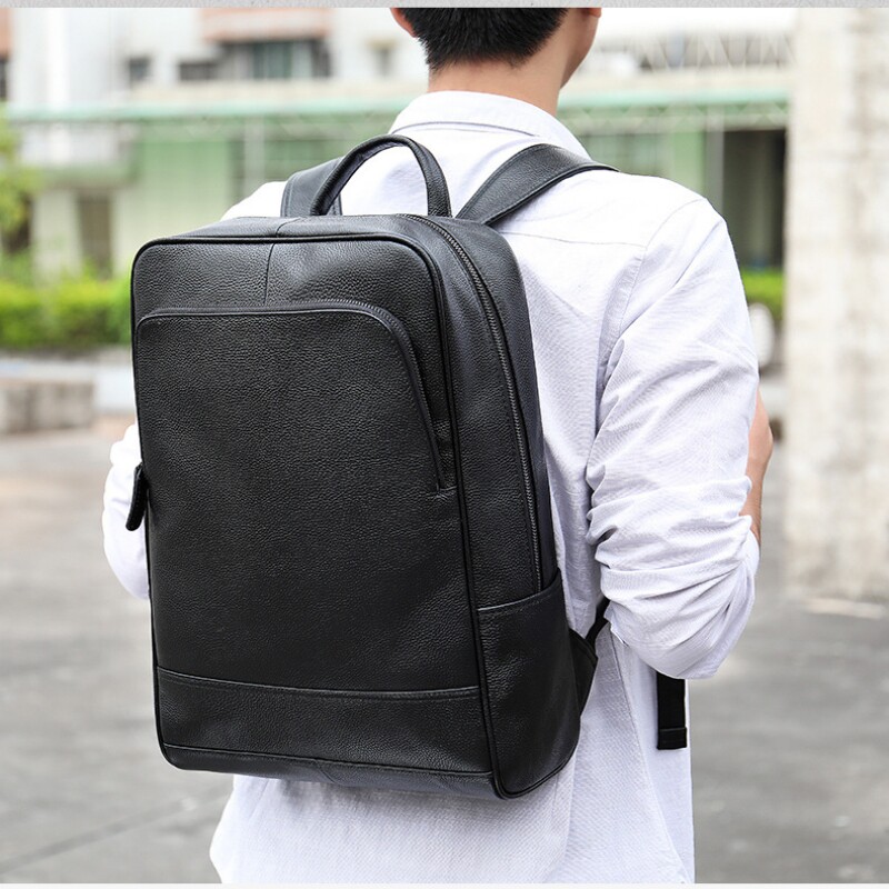 头层牛皮男士双肩包真皮电脑包