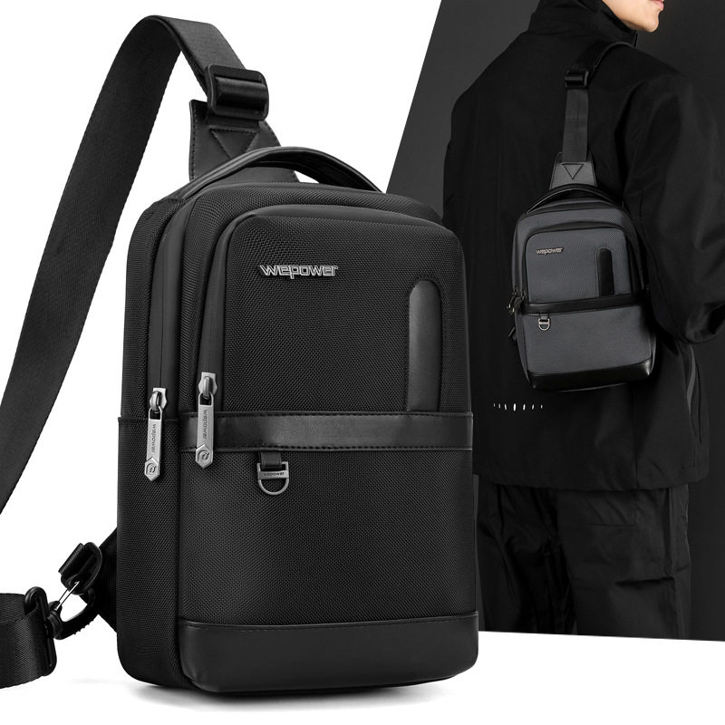 单肩斜挎包男大容量潮摩托车胸包