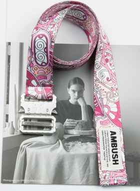 新款3.8cm眼镜蛇帆布印花腰带 腰果花工装裤自动扣布料皮带年轻人