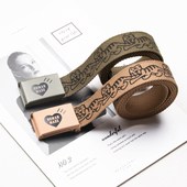 HUMAN 潮流ins风印花老虎纹爱心皮带女 MADE学生平滑扣帆布腰带男