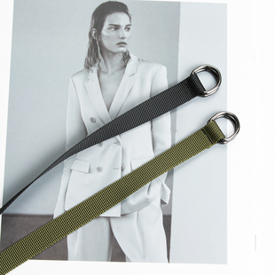 1.5cm细窄款 饰牛仔裤 个性 年轻人皮带女 双环扣帆布腰带潮流ins风装