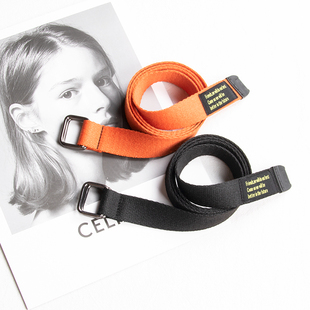 余文乐同款工装裤双环扣帆布腰带潮牌男女学生装饰牛仔裤布料皮带