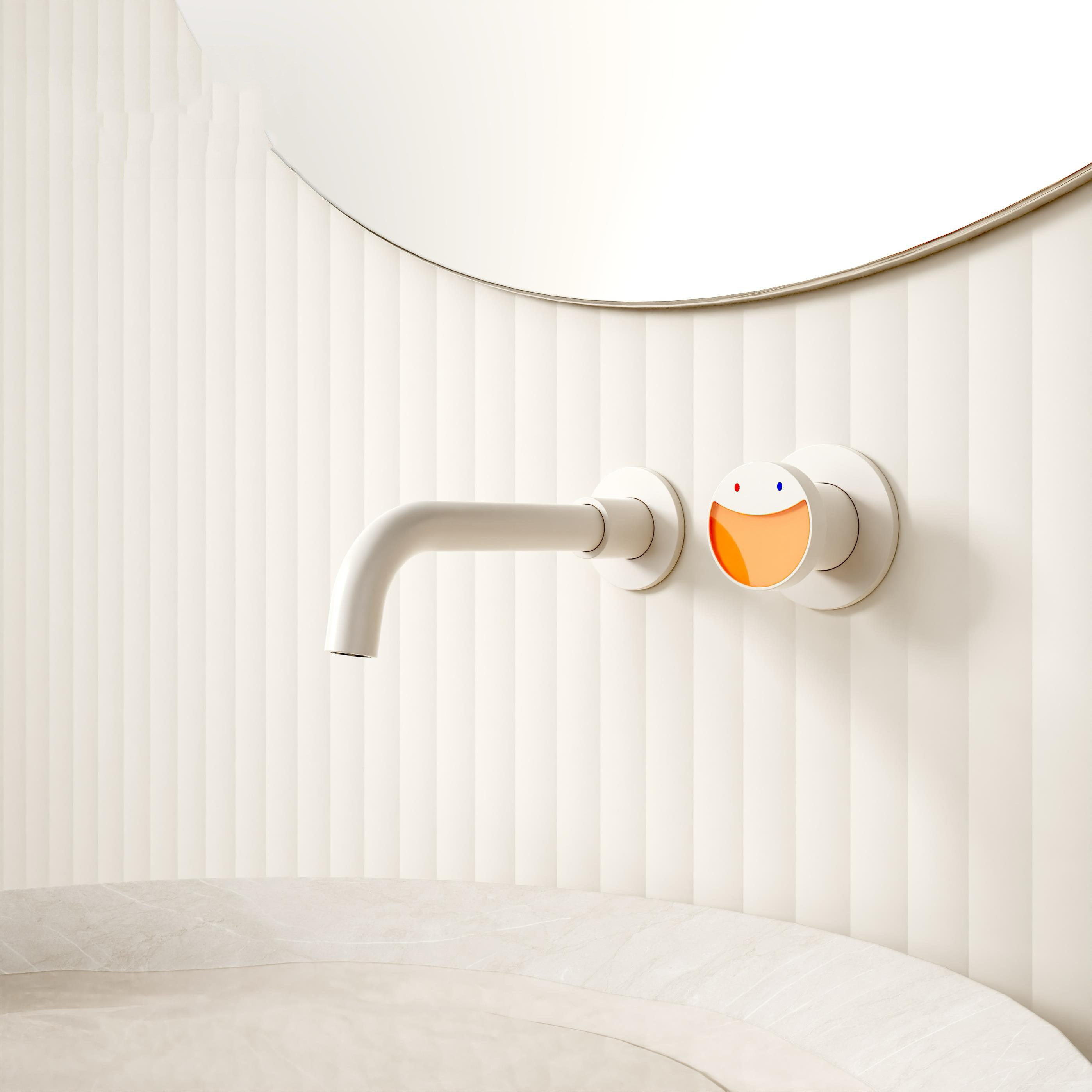 （十年质保）极简捷仕全铜面盆冷热水龙头暗装入墙式洗手池预埋