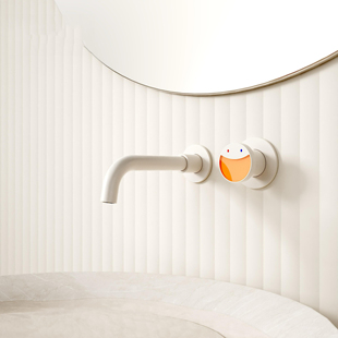 (十年质保)极简捷仕全铜面盆冷热水龙头暗装入墙式洗手池预埋