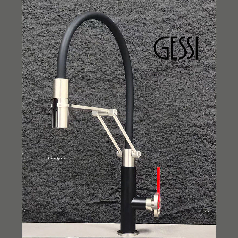 意大利捷仕GESSI复古机械冷热厨房龙头洗菜盆旋转抽拉三合一净水
