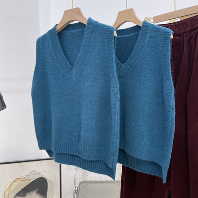 无袖针织衫上衣女2025年秋冬季新款时尚女装打底外套纯色K