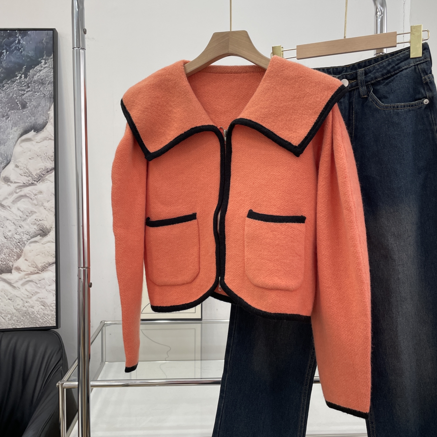 2025年秋冬新款通勤圆领上衣女休闲百搭宽松显瘦毛衣外套J#31