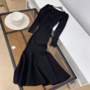 秋冬新款 穿搭2025高级感黑色鱼尾包臀连衣裙L