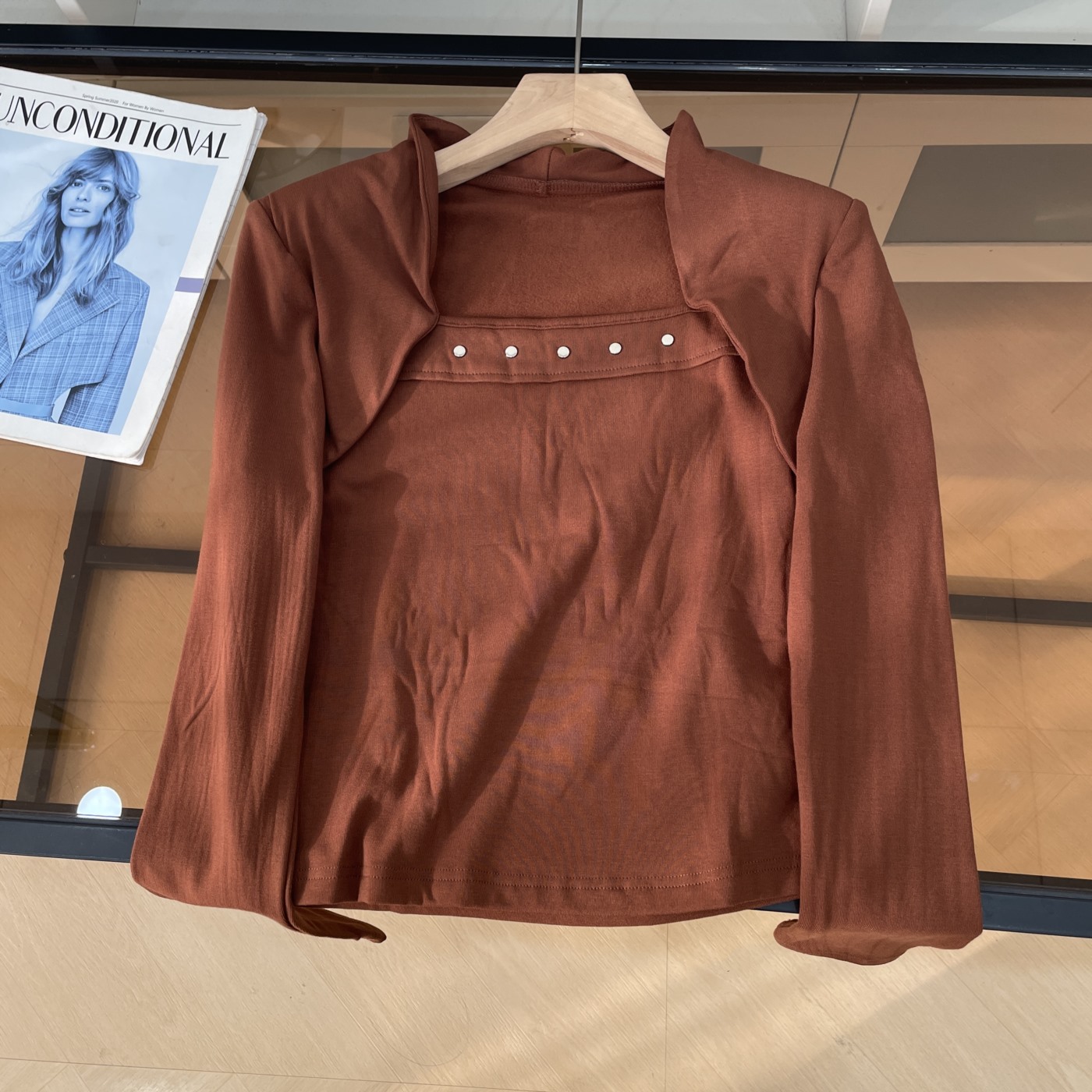 衬衫纯色方口领显瘦长袖通勤小众修身2025上衣女 J#5