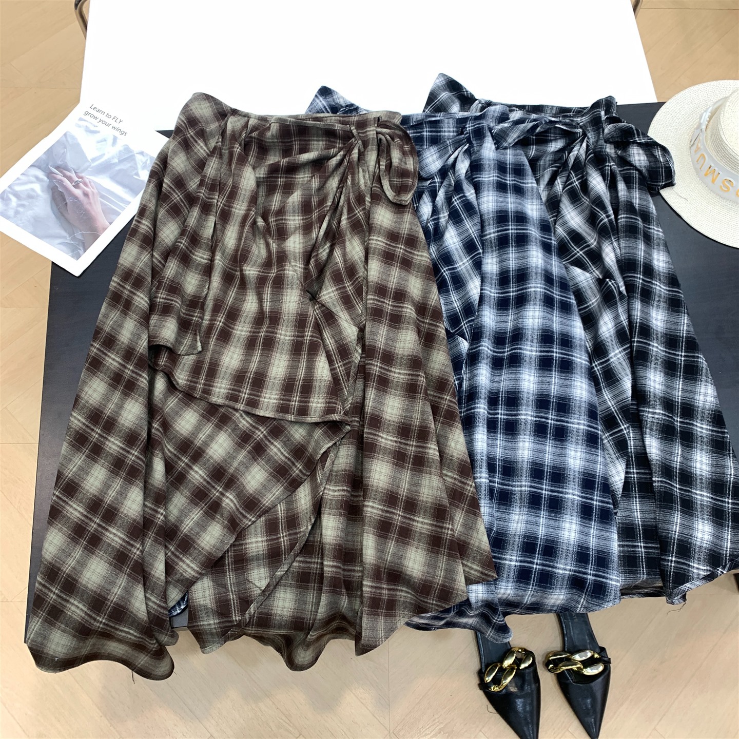 半身裙格子小众高腰时尚新款2025秋季休闲街头风上衣女 I#3