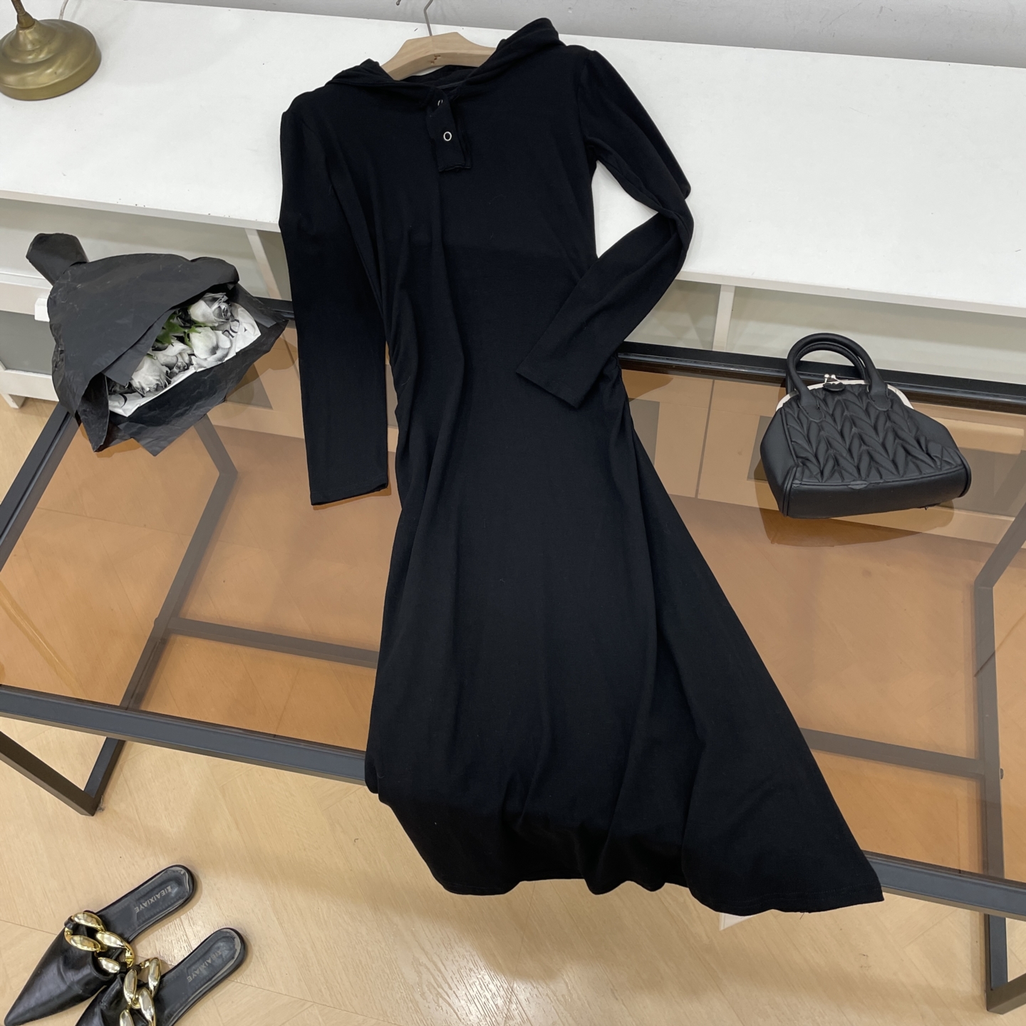 连衣裙纯色时尚新款修身显瘦高腰休闲通勤长裙女 K#14