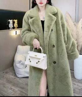 环保皮草2025秋冬新款 外套 厚领宽松保暖毛毛中长款 长款