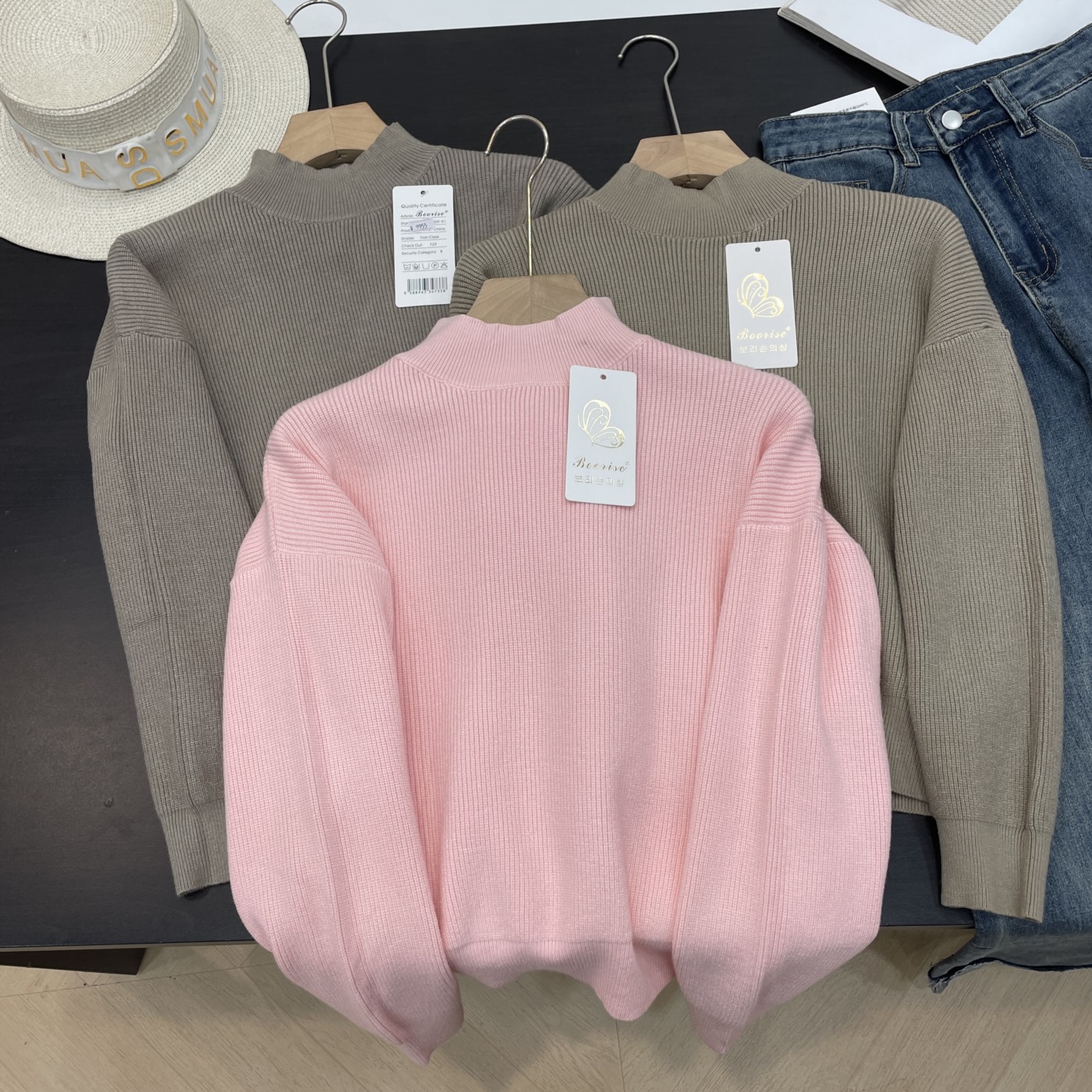 针织衫保暖新款套头半高领时尚通勤直筒显瘦上衣 I#29