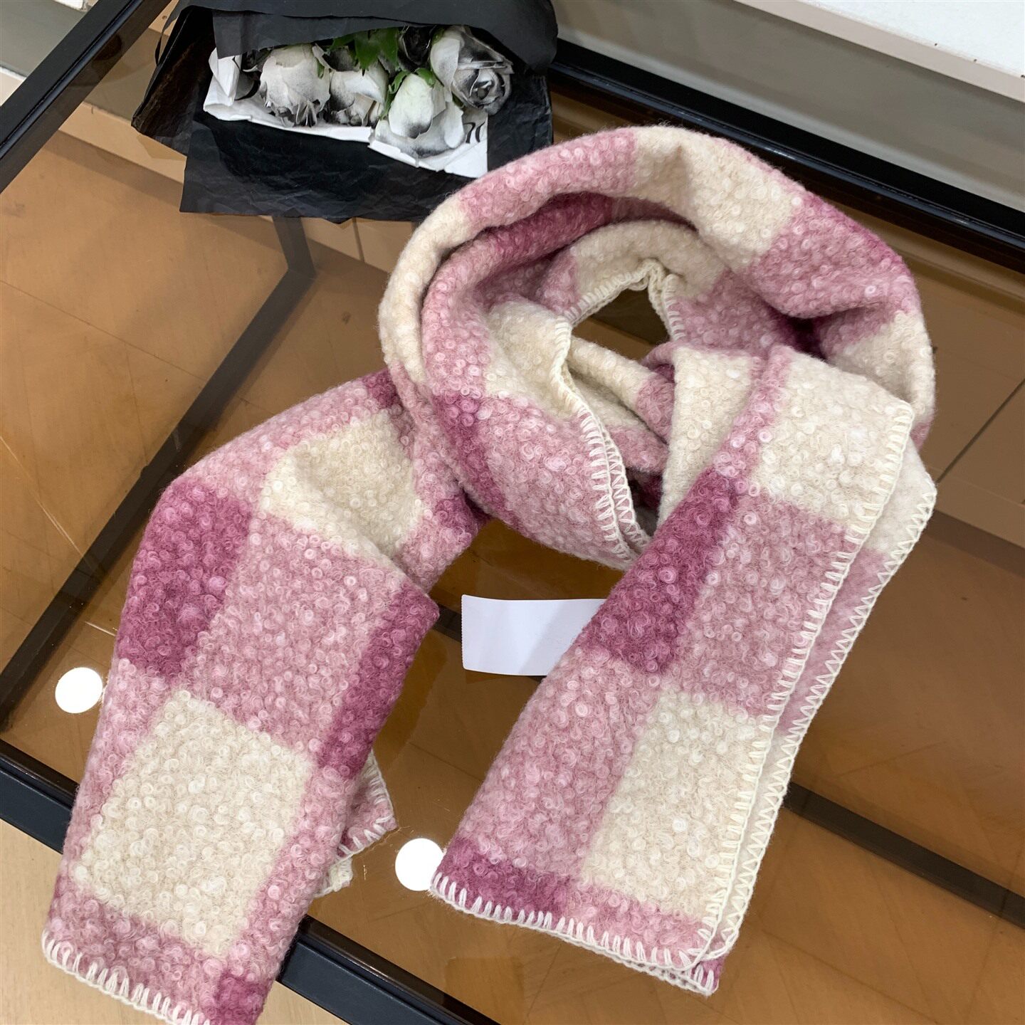 2025年冬季新款保暖防风撞色拼接时尚百搭网红围巾J#28