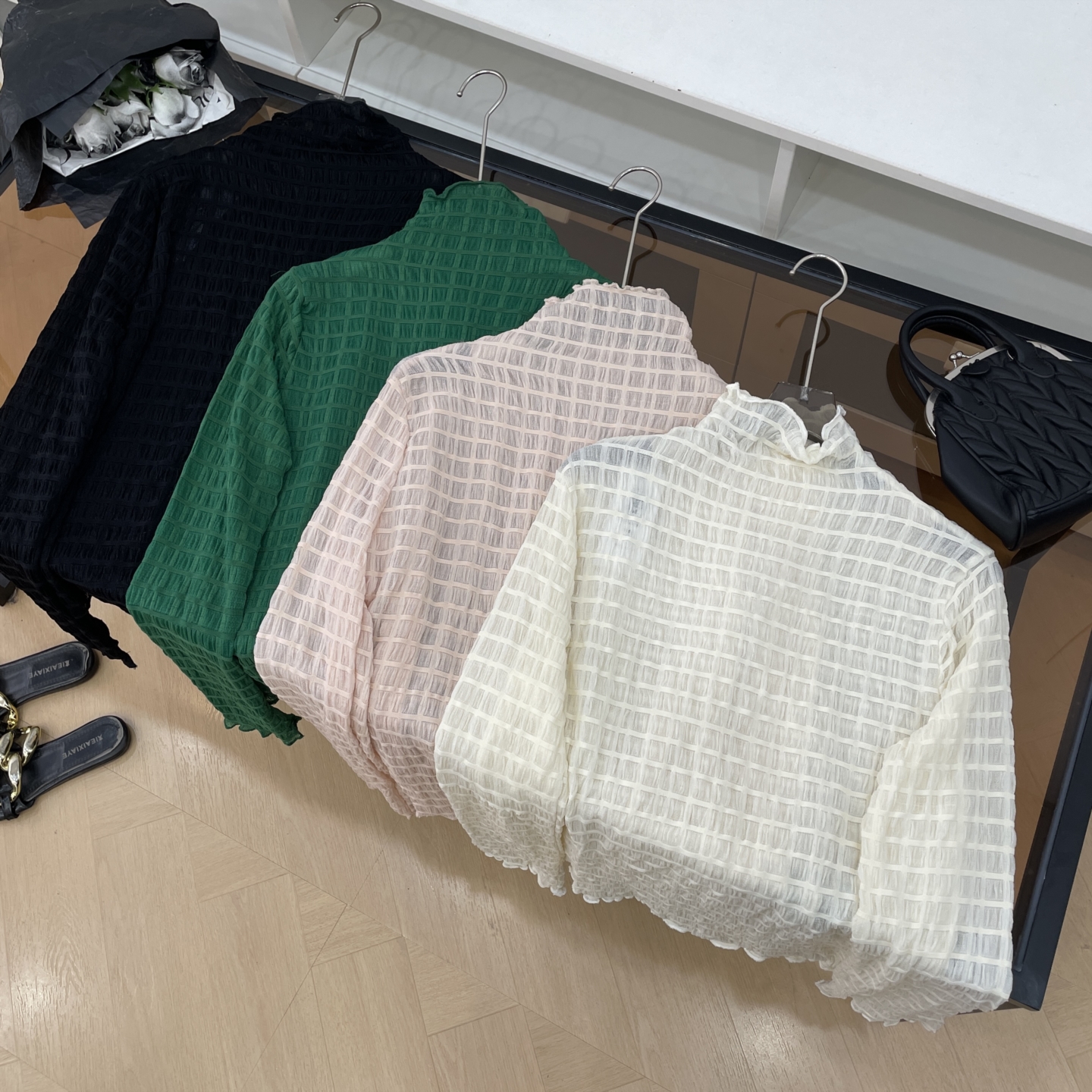 衬衫微透小众长袖立领显瘦打底2025冬季时尚女 K#16