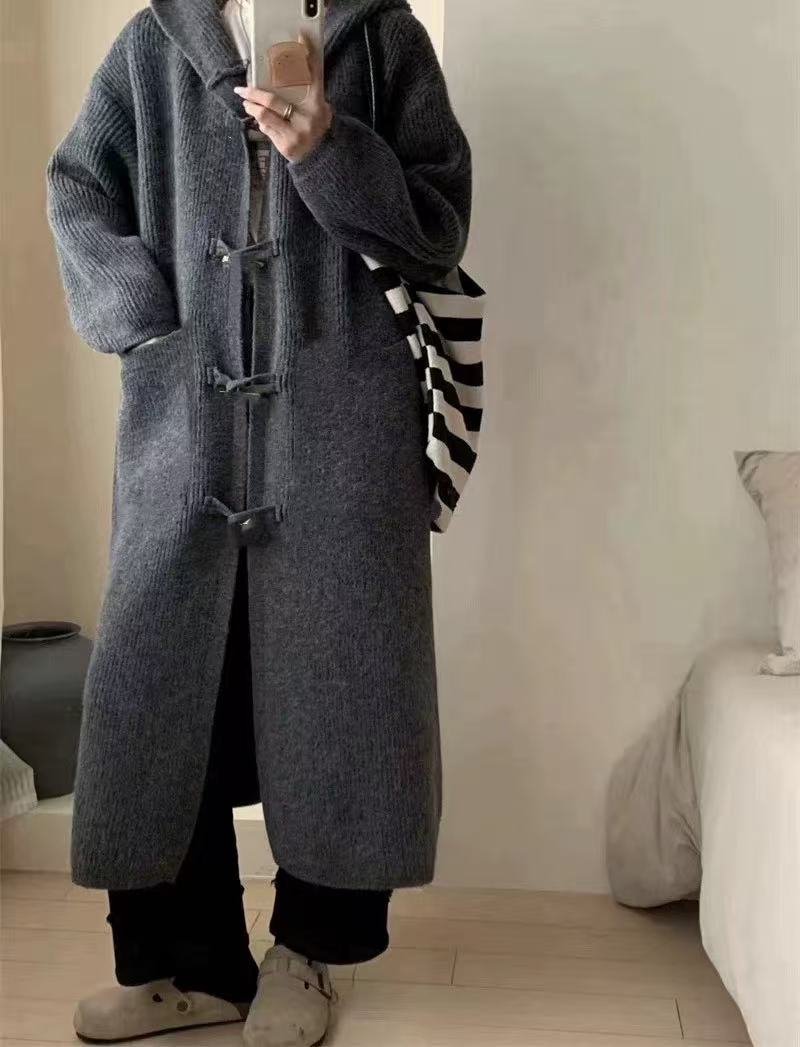 温柔风软糯连帽毛衣外套早春秋新款时尚针织上衣K#16