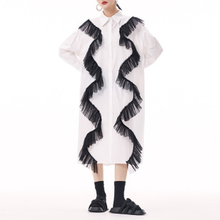 裙女小众设计感时尚 今年流行特惠速卖通跨境春季 立体网纱拼接衬衫