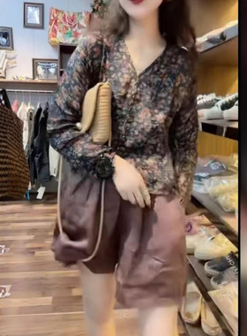 今年流行特惠25853新大爱美依缘2025新款韩版时尚长袖碎花上衣