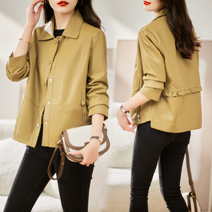 今年流行特惠专柜女士海宁真皮皮衣2025新款时尚复古盘扣女装百搭