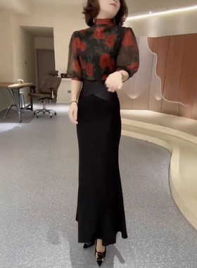 今年流行特惠25105大爱美依缘2025新款设计感复古印花系衬衫高腰