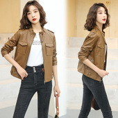 真皮皮衣外套韩版 今年流行特惠W秋新款 显瘦 海宁女式 短款 大码 女装