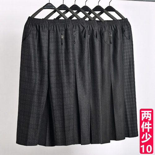 中老年女裤格子长裤老太太裤子