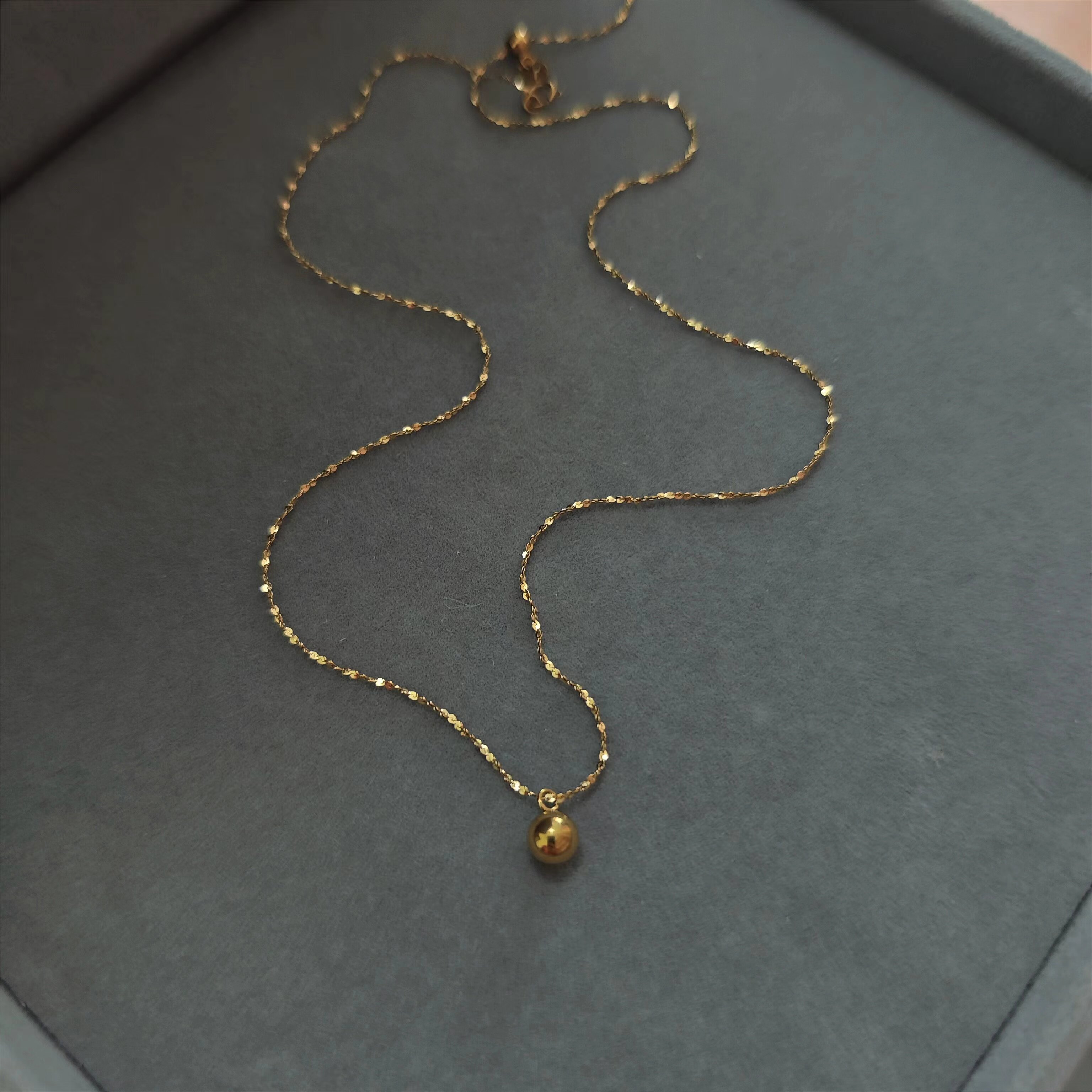 针式万能黄金色满天星细圆珠项链可穿吊坠可调节防过敏素锁骨链女