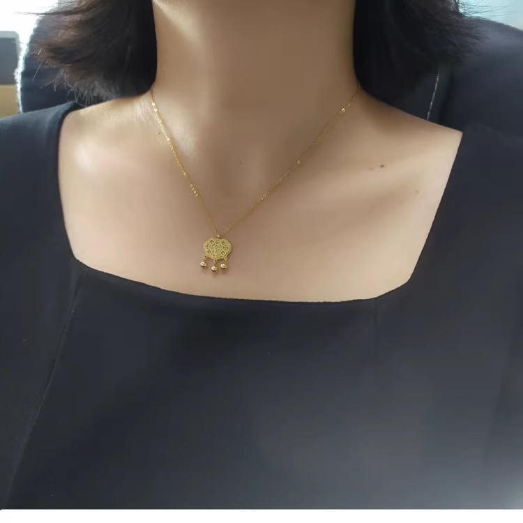 如意锁项链高保色防过敏