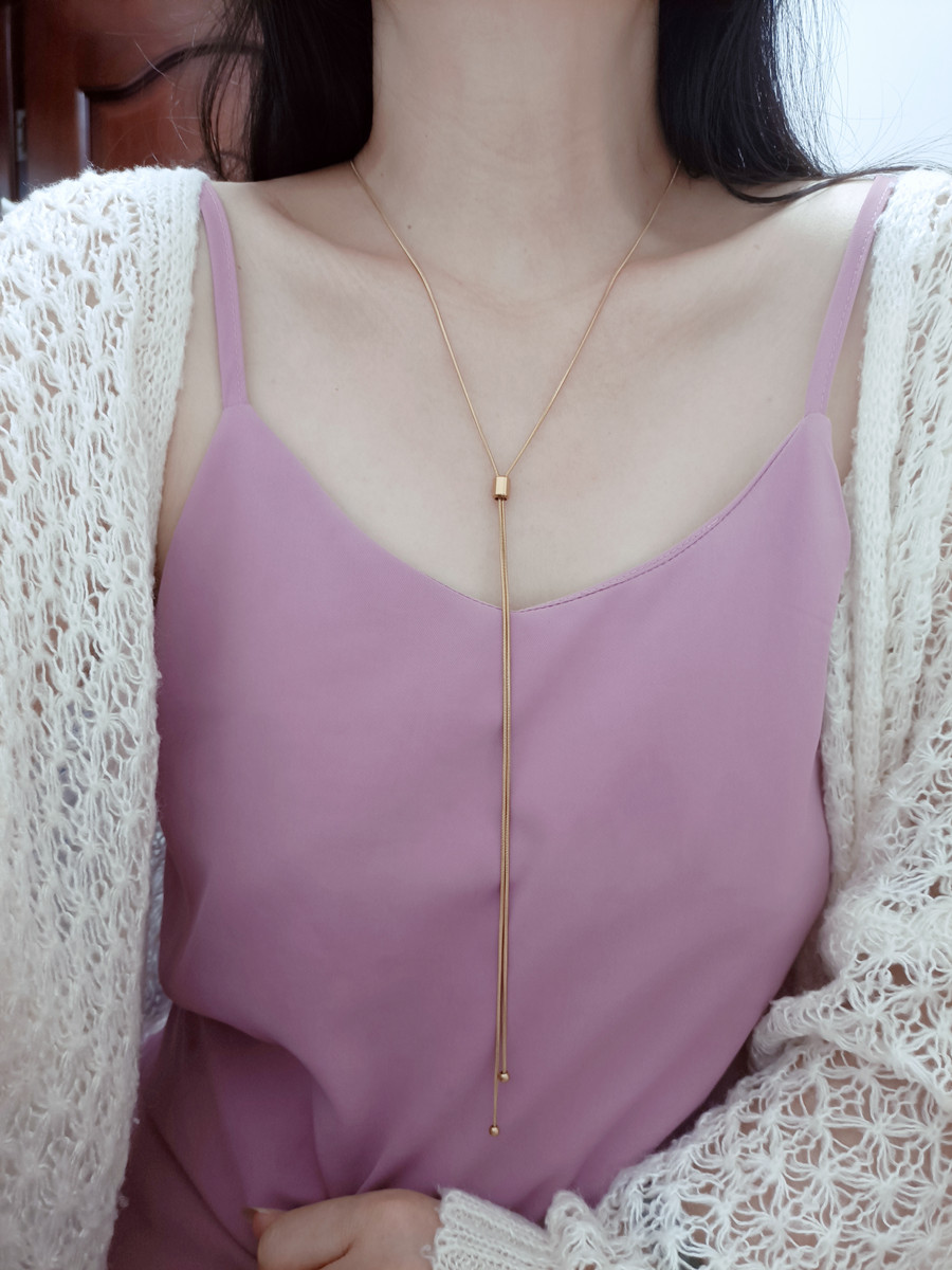 HuoTing钛钢镀金蛇骨女蛇骨项链