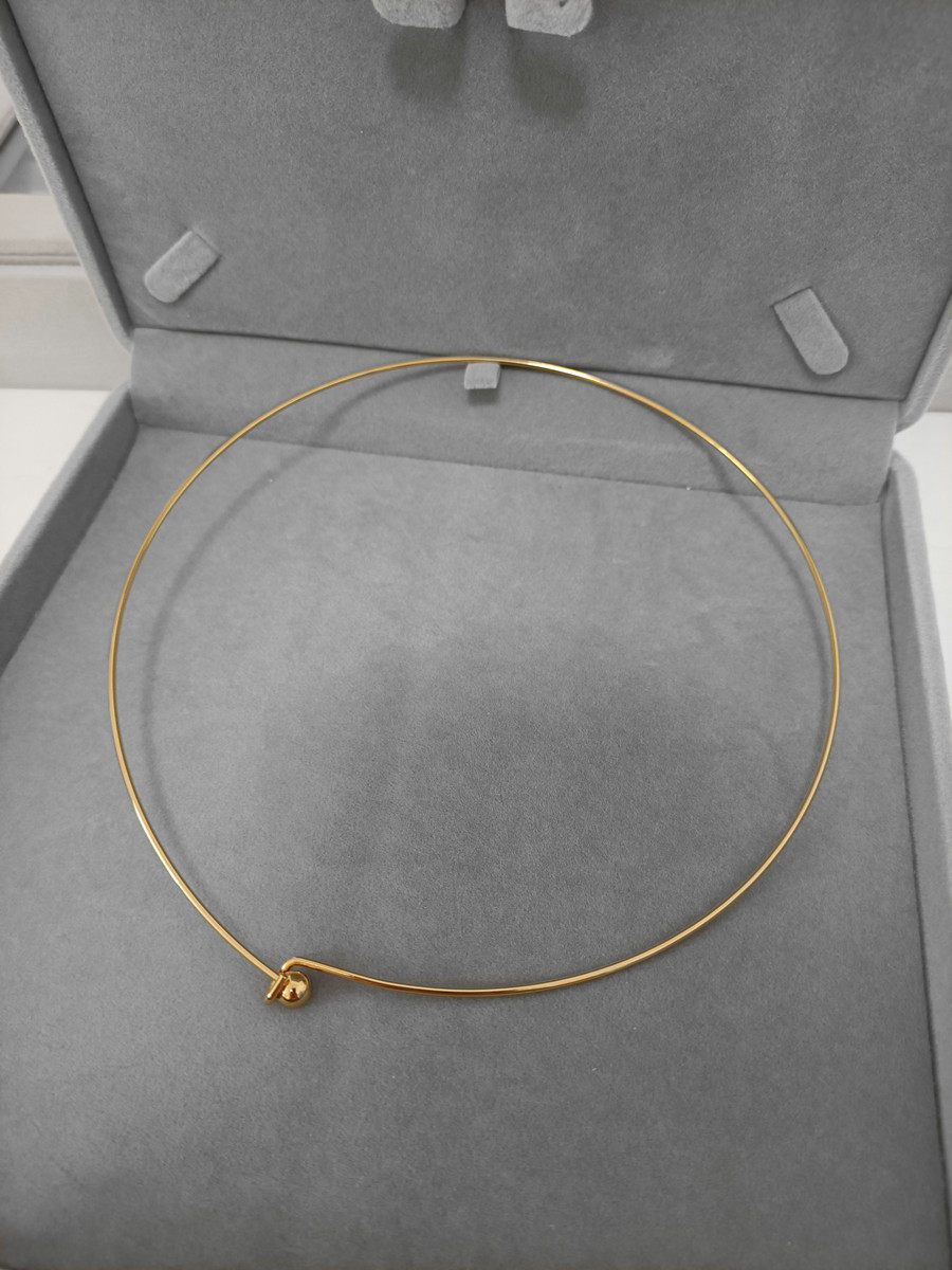 小众轻奢时髦18K包金极细硬项圈锁骨颈圈可挂吊坠简约复古高级感