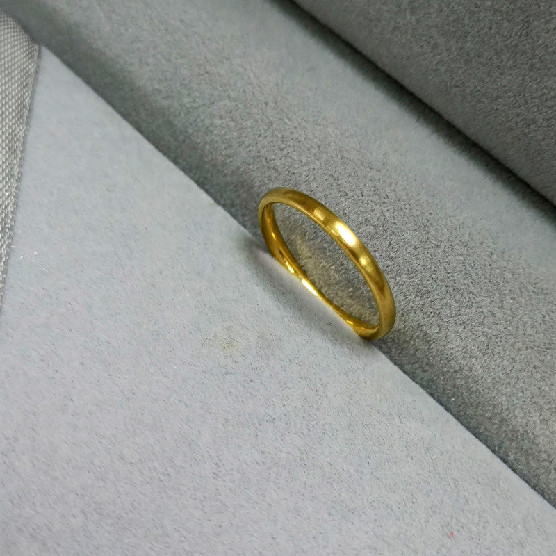 古法哑光拉丝雾面金色素圈细戒指女精致食指防过敏指环特价包邮