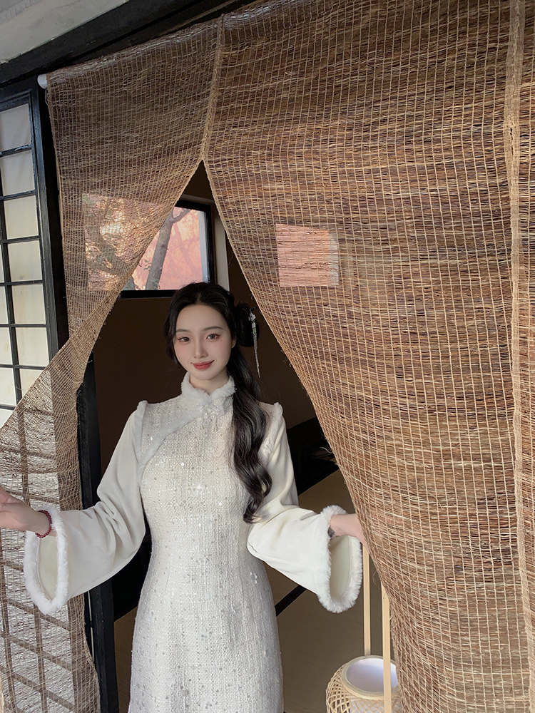 麓津自制《月桂沉香》旗袍秋冬加厚保暖款新式中国风少女改良款