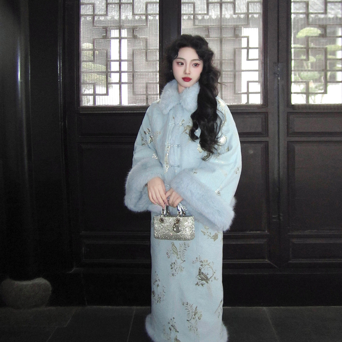 麓津自制《冷月清辉》雪尼尔织金提花外套加厚仿水貂绒环保狐狸毛,女装/女士精品,旗袍,淘宝优惠券,粉丝福利购,淘宝优惠卷