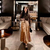 麓津自制 半身裙女 质感复古贵气搭配长款 鎏金 进口钻石绒秋冬款