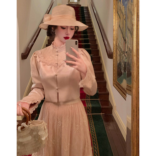 麓津自制《克莉丝汀小姐》维多利亚风贵气浪漫长袖上衣衬衫半身裙