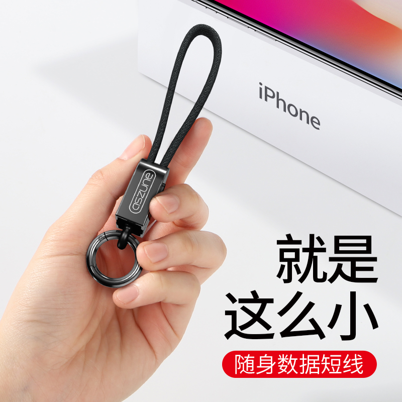 苹果数据线s充电线7Plus器iphone6冲电P便携短款x手机的短iphonex快充0.2m钥匙扣8短s单头6splus七7p